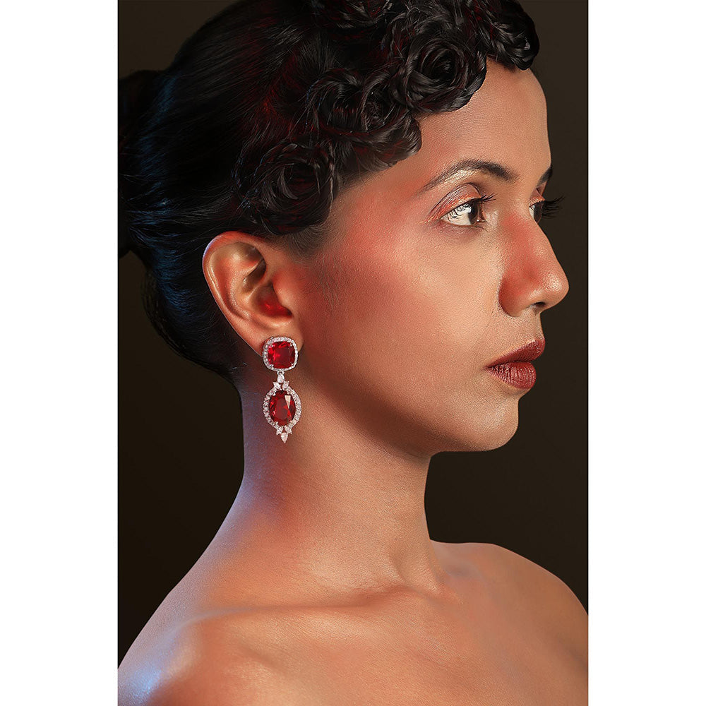 TIZORA Red Synthetic Cocktail Earrings