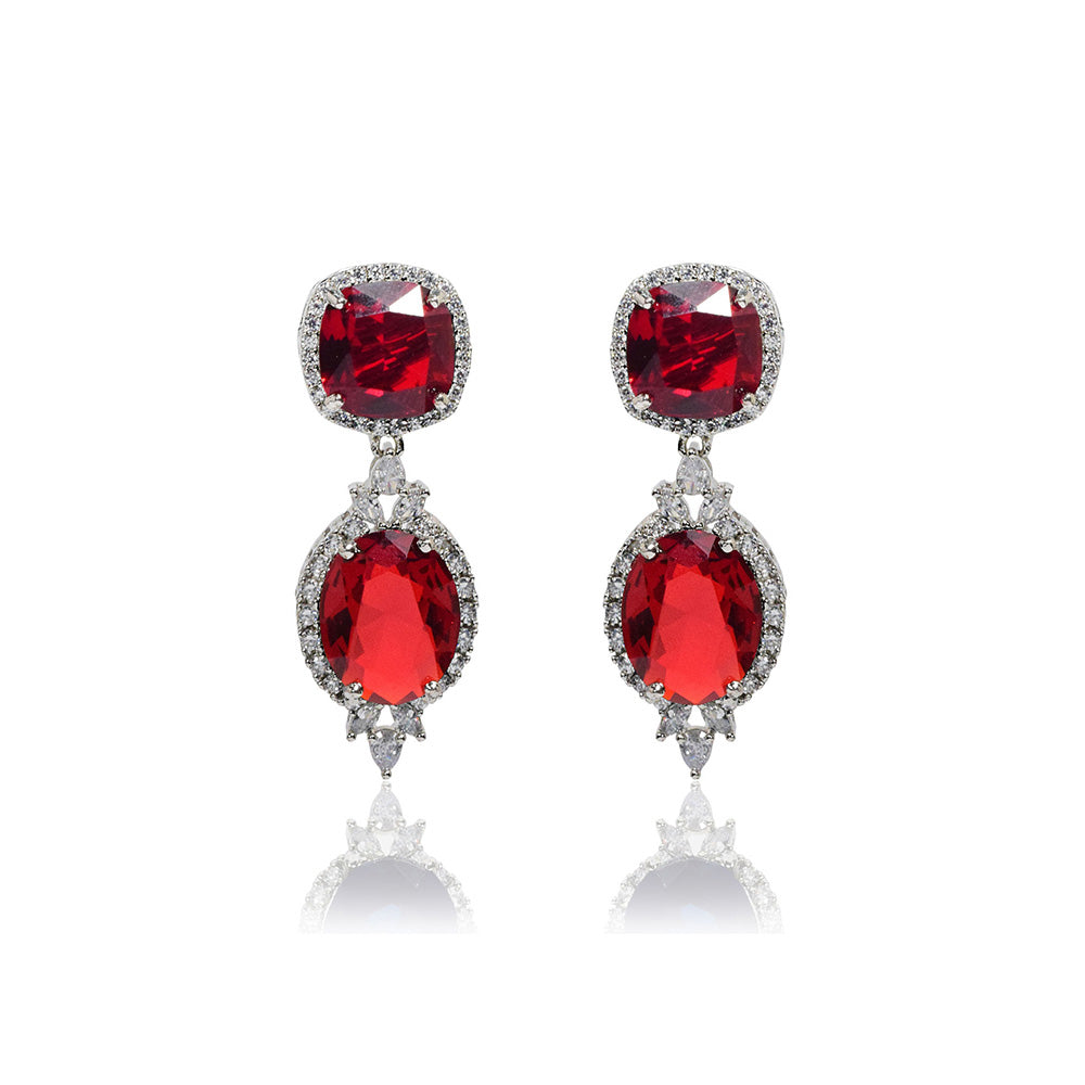 TIZORA Red Synthetic Cocktail Earrings