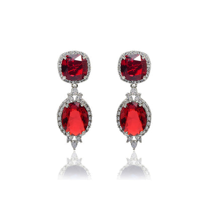 TIZORA Red Synthetic Cocktail Earrings