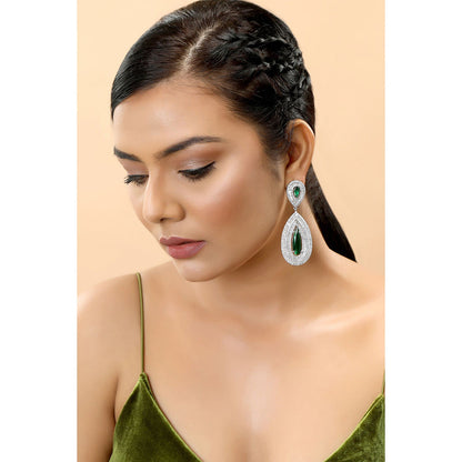 TIZORA Classic Baguette Green Earrings