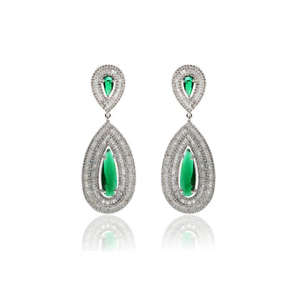 TIZORA Classic Baguette Green Earrings