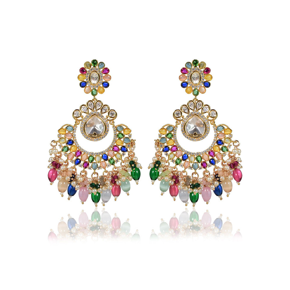 TIZORA Multicolor Chandbali Earrings