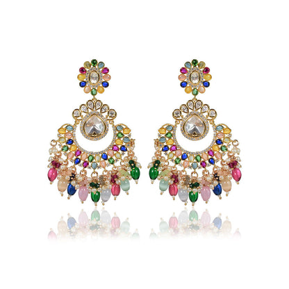 TIZORA Multicolor Chandbali Earrings