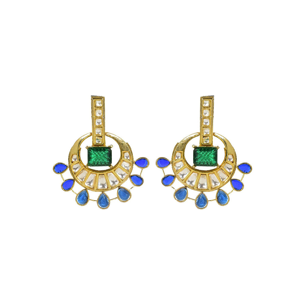 TIZORA Blue Onyx and Tourmaline Chandbali