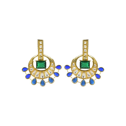 TIZORA Blue Onyx and Tourmaline Chandbali