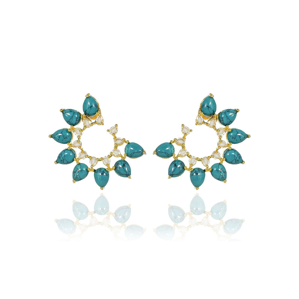 TIZORA Turquoise Rosecut Earrings