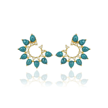 TIZORA Turquoise Rosecut Earrings