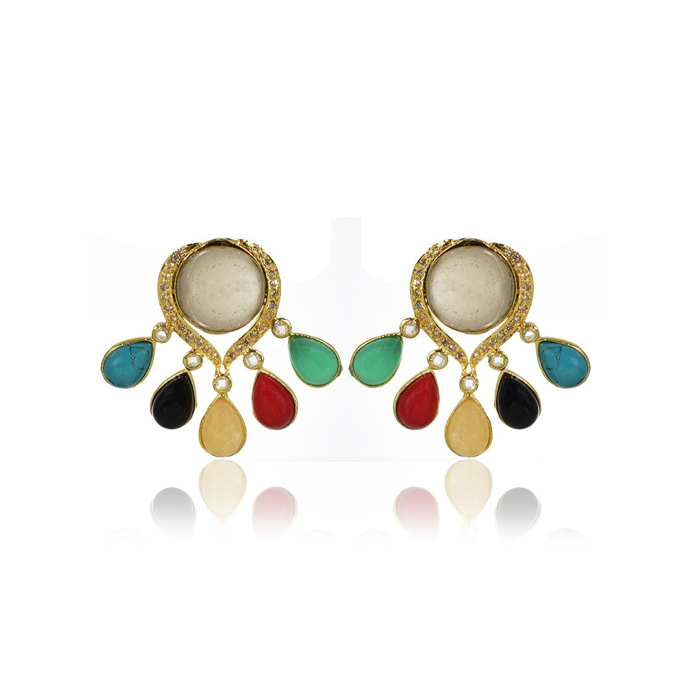 TIZORA Multi Color Natural Stone Earrings