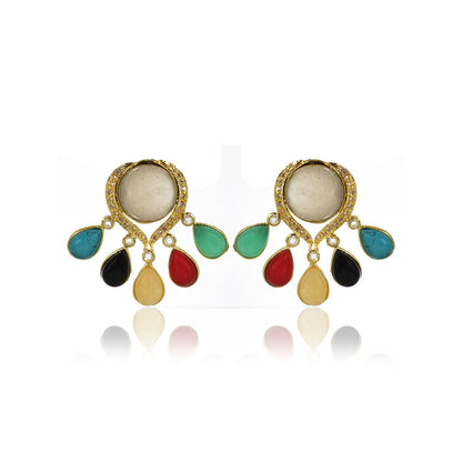 TIZORA Multi Color Natural Stone Earrings