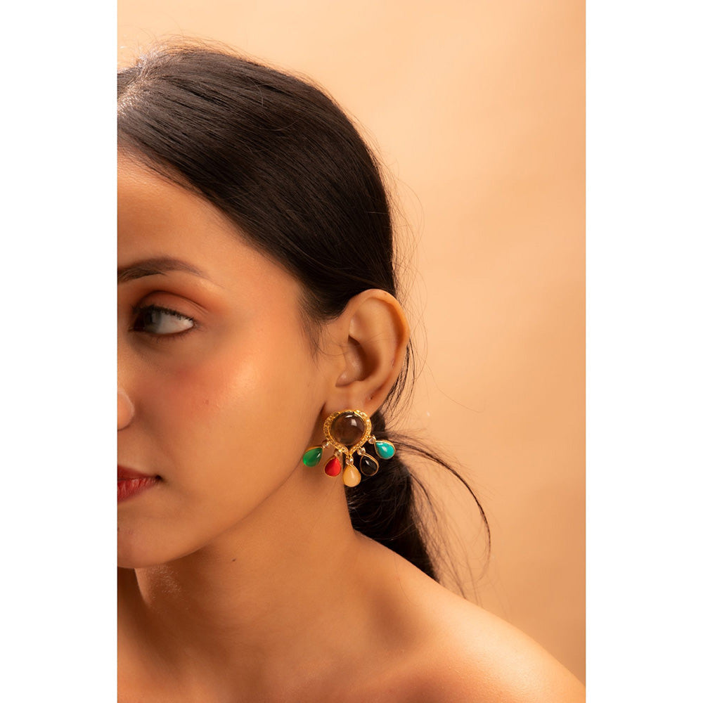 TIZORA Multi Color Natural Stone Earrings