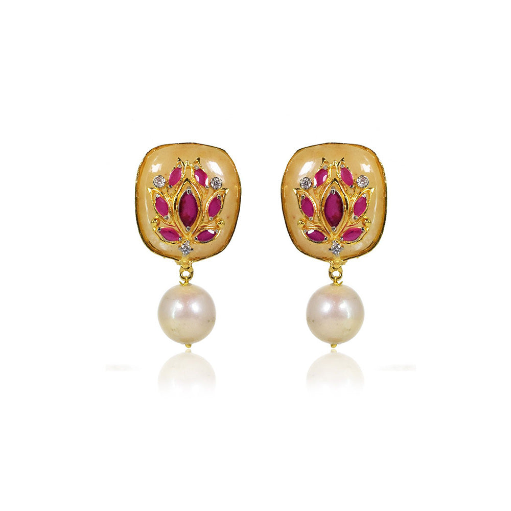 TIZORA Aventurine Fresh Water Pearl Earrings