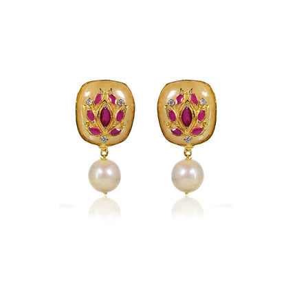 TIZORA Aventurine Fresh Water Pearl Earrings