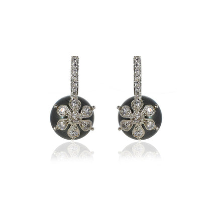 TIZORA Black Freshwater Pearl Earrings