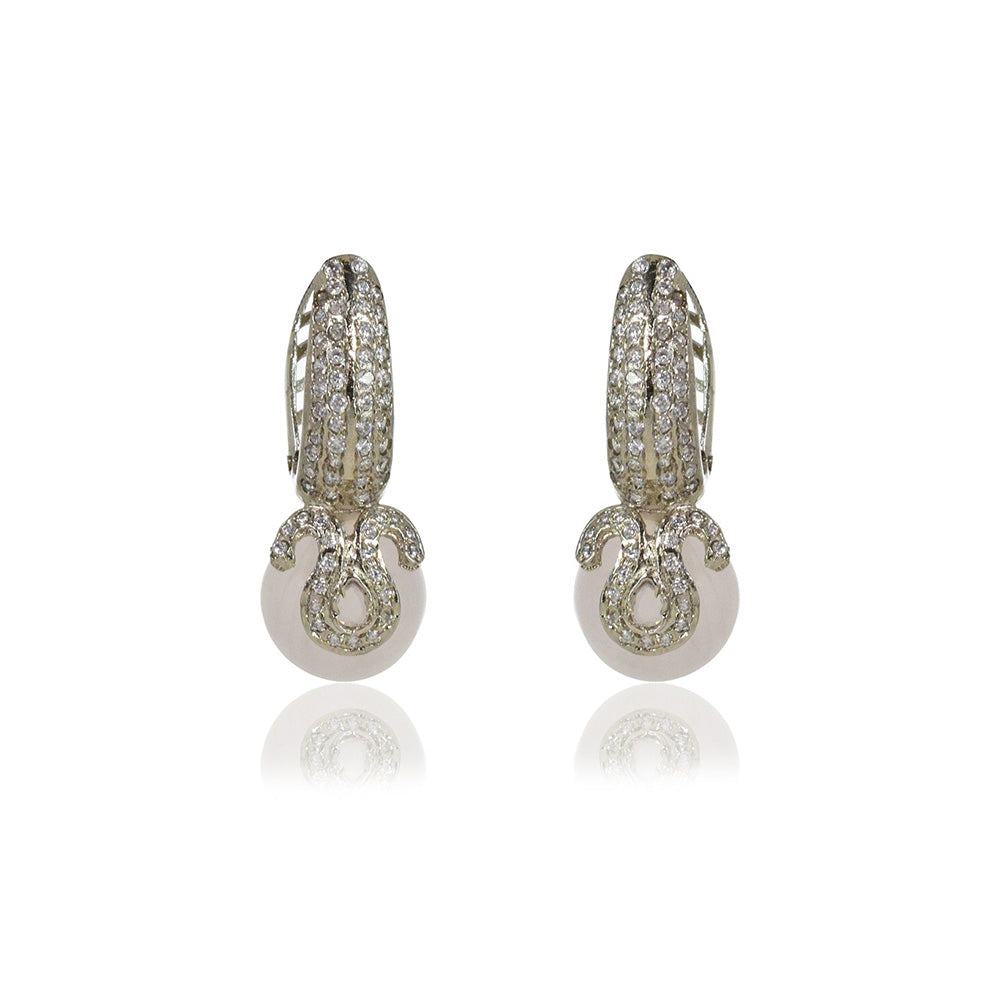 TIZORA White Quartz Bali Earrings