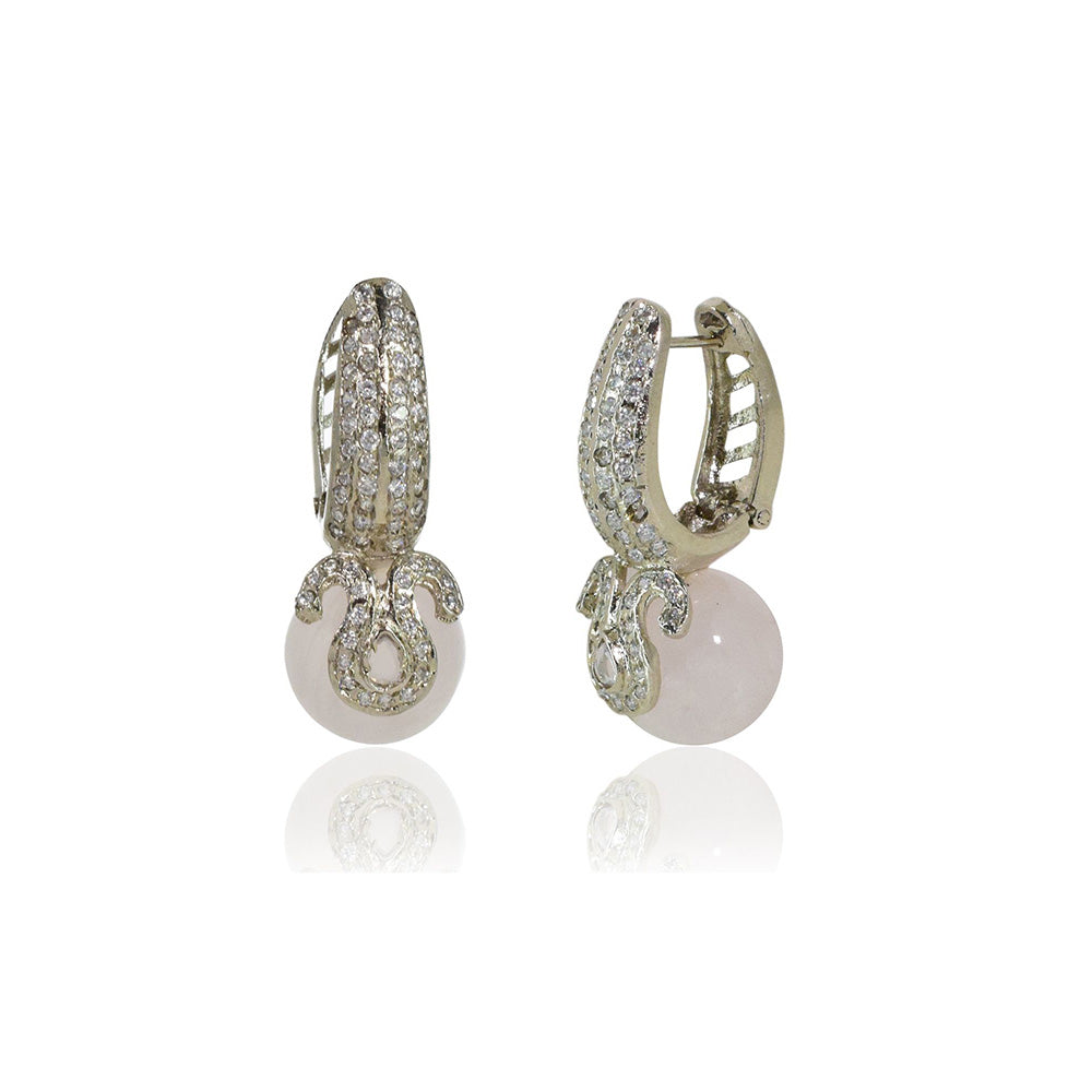 TIZORA White Quartz Bali Earrings