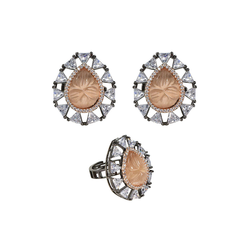 TIZORA Antique Diamond Earrings and Ring Set
