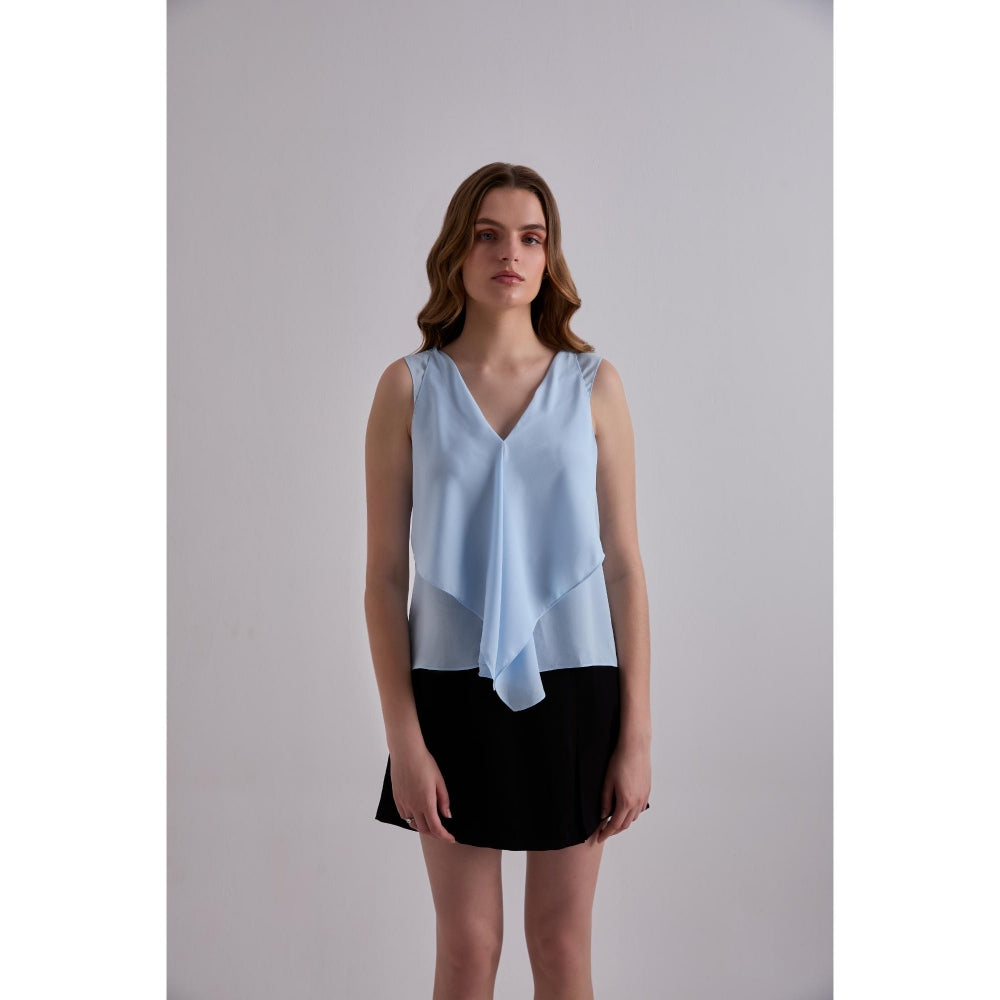 Torsha Ocean Breeze Georgette Blue Top