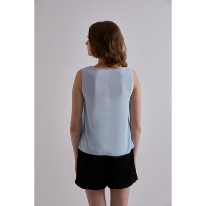 Torsha Ocean Breeze Georgette Blue Top