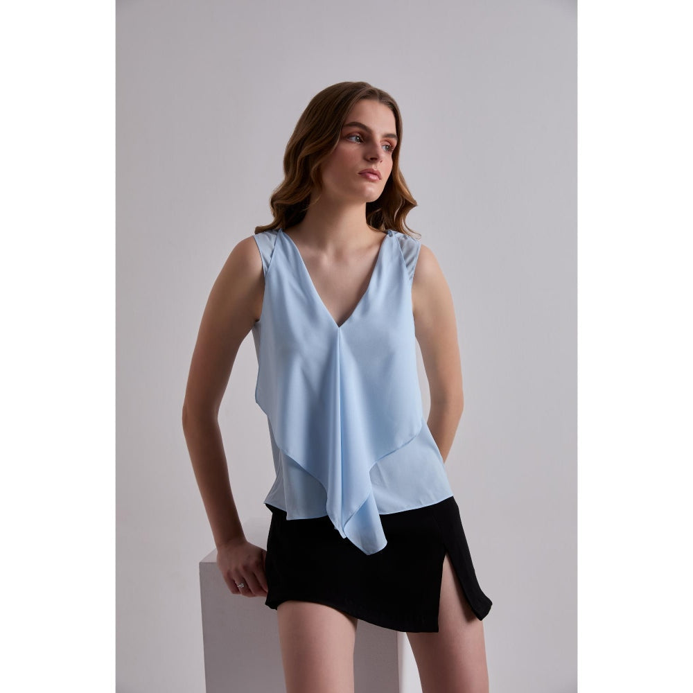 Torsha Ocean Breeze Georgette Blue Top