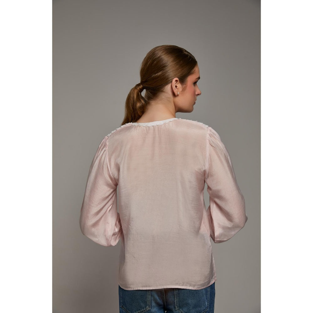 Torsha Cotton Charm Lace Pink Shirt