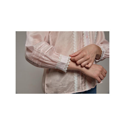 Torsha Cotton Charm Lace Pink Shirt