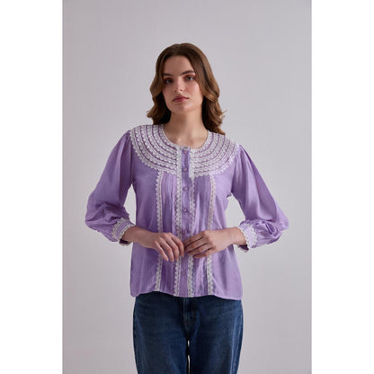 Torsha Purple Haze Cotton Lace Shirt