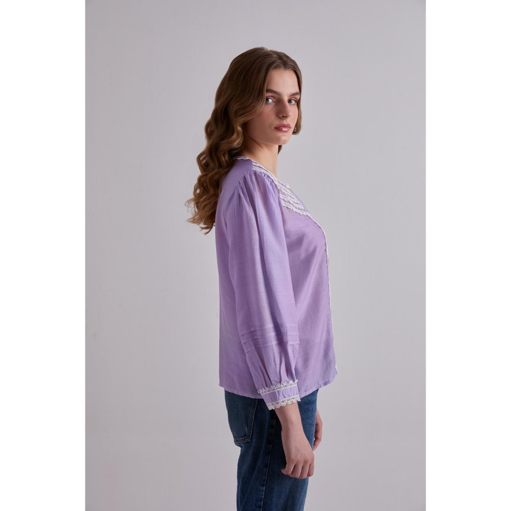 Torsha Purple Haze Cotton Lace Shirt