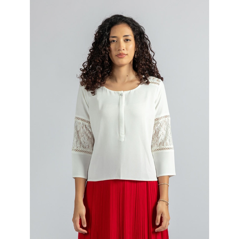 Torsha White Georgette Top