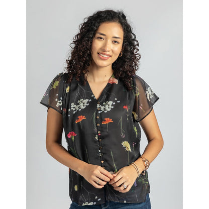 Torsha Black Shirt Golden Button Forever New