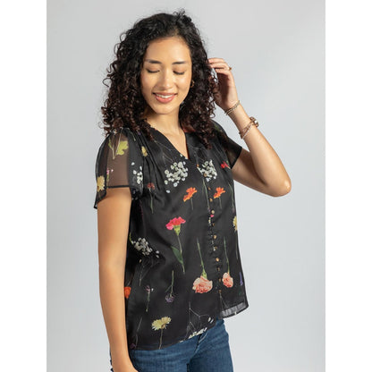 Torsha Black Shirt Golden Button Forever New