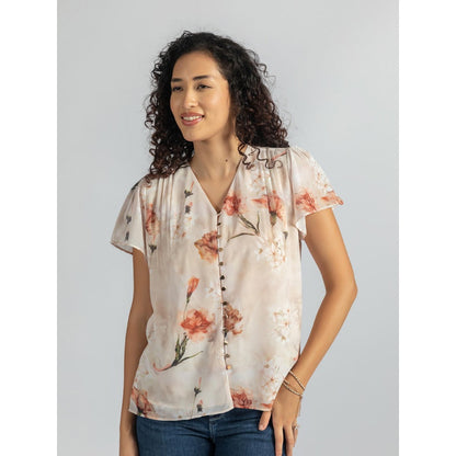 Torsha Beige Shirt Golden Button Forever New