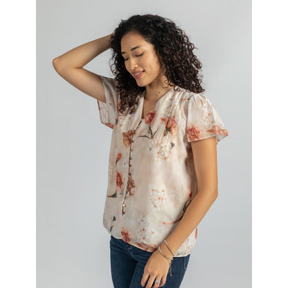 Torsha Beige Shirt Golden Button Forever New