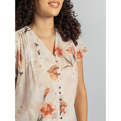 Torsha Beige Shirt Golden Button Forever New