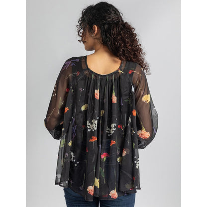 Torsha Black Flary Sheer Top with Detached Inner