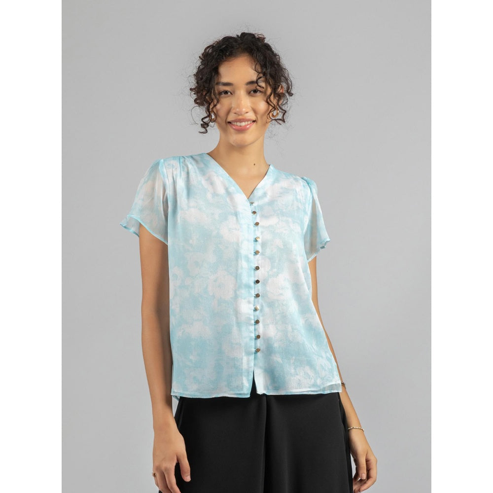 Torsha Blue Shirt Golden Button Forever New