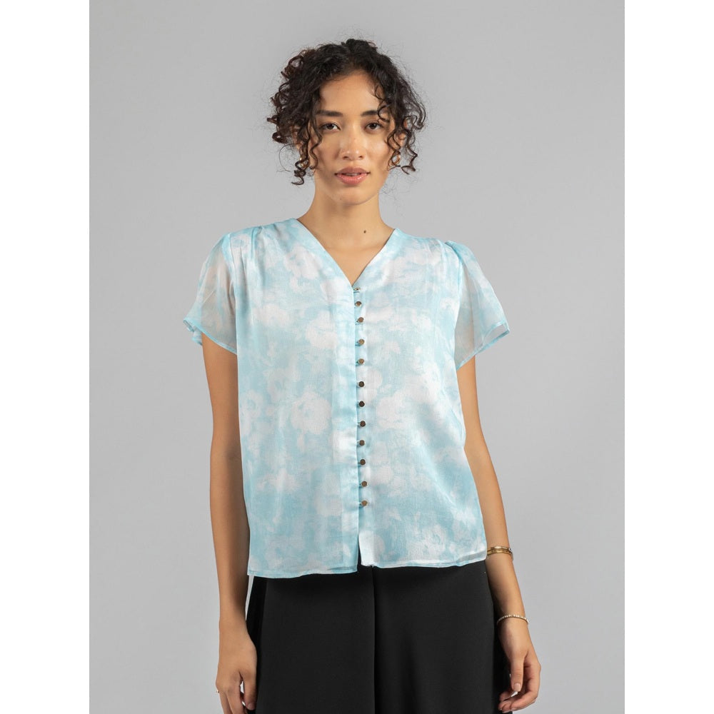 Torsha Blue Shirt Golden Button Forever New