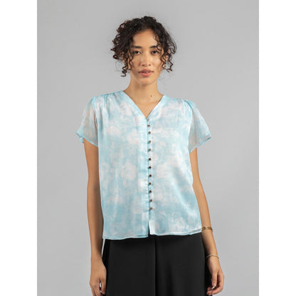 Torsha Blue Shirt Golden Button Forever New