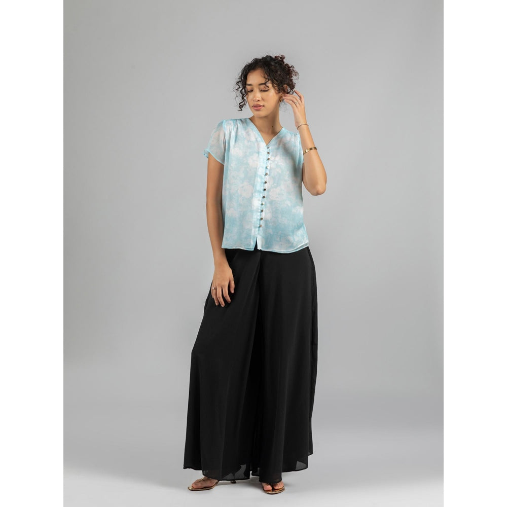 Torsha Blue Shirt Golden Button Forever New