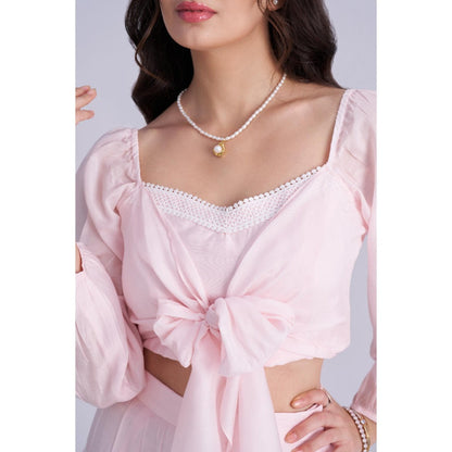 Torsha Pink Cotton Crop Top