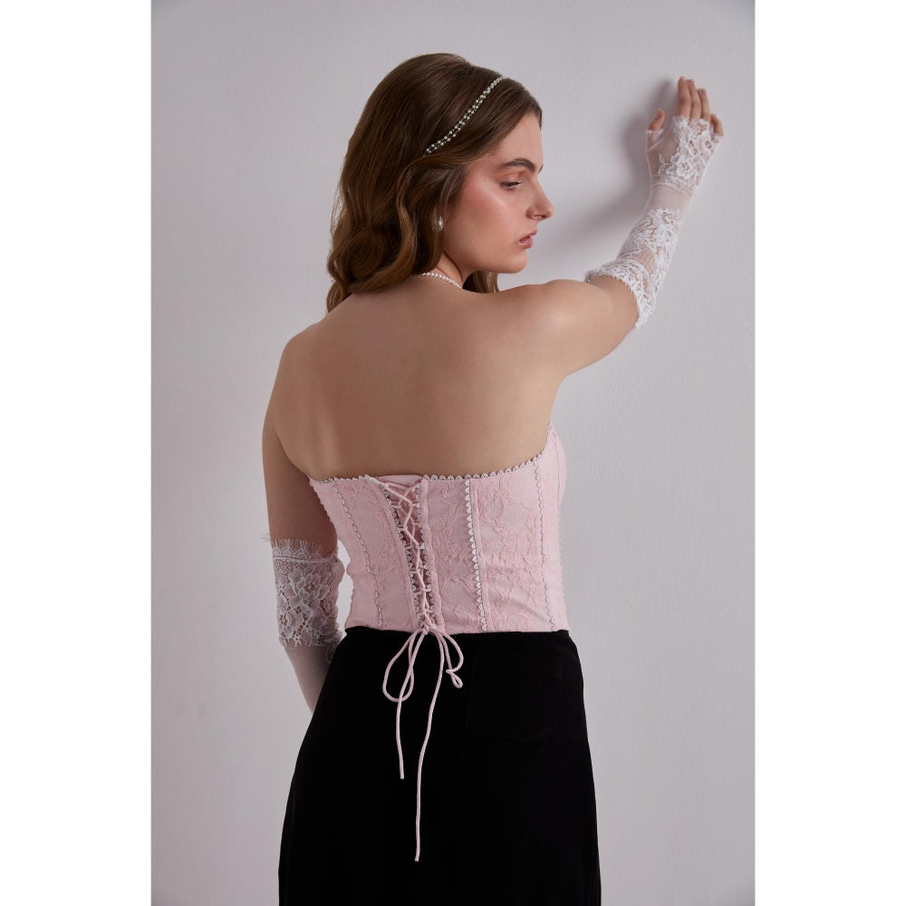 Torsha Lace Whisper Pink Corset Top