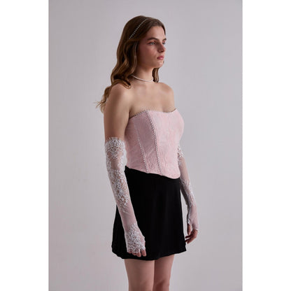Torsha Lace Whisper Pink Corset Top