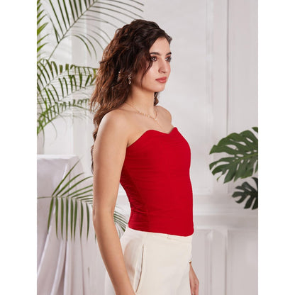 Torsha Pleated Guilty Red Corset Top