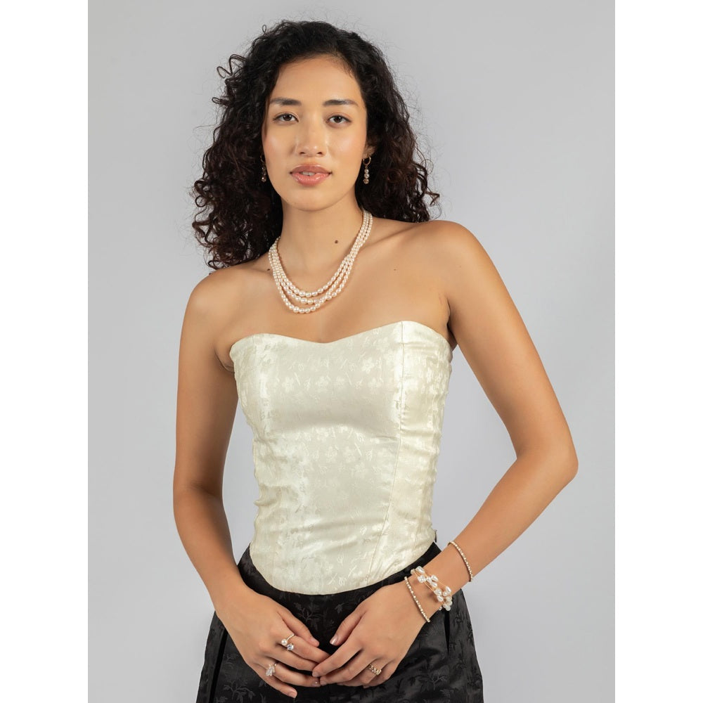 Torsha Brocade Ivory Corset Top