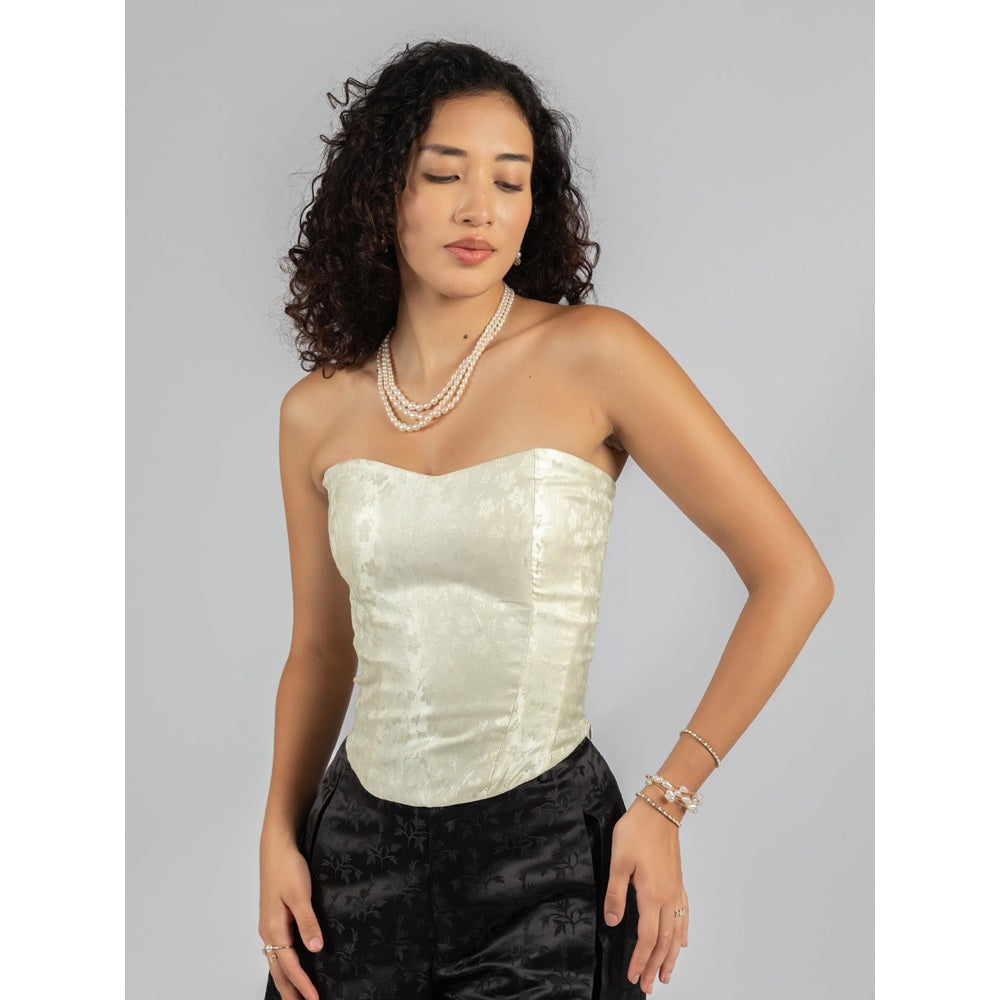 Torsha Brocade Ivory Corset Top