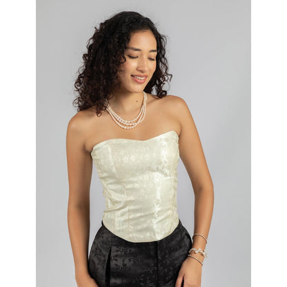 Torsha Brocade Ivory Corset Top