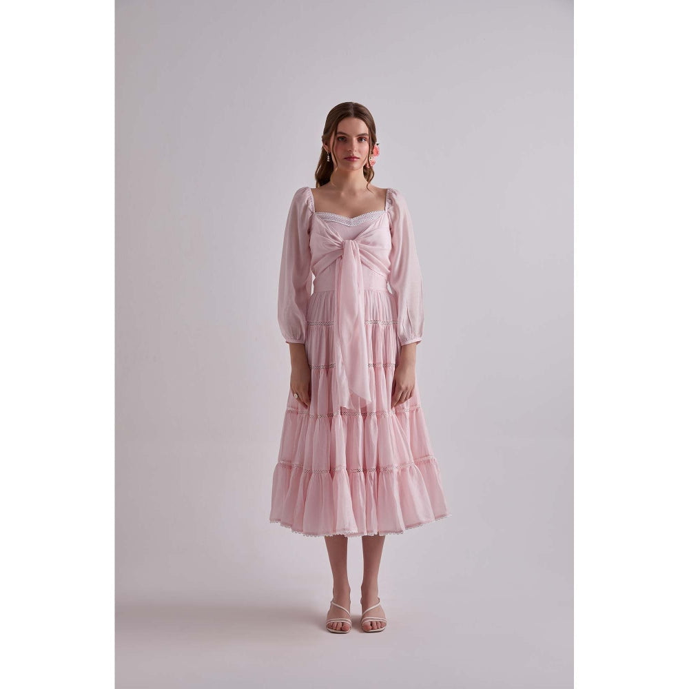 Torsha Pink Paradise Cotton Silk Dress for Women