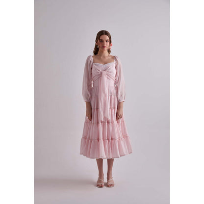 Torsha Pink Paradise Cotton Silk Dress for Women