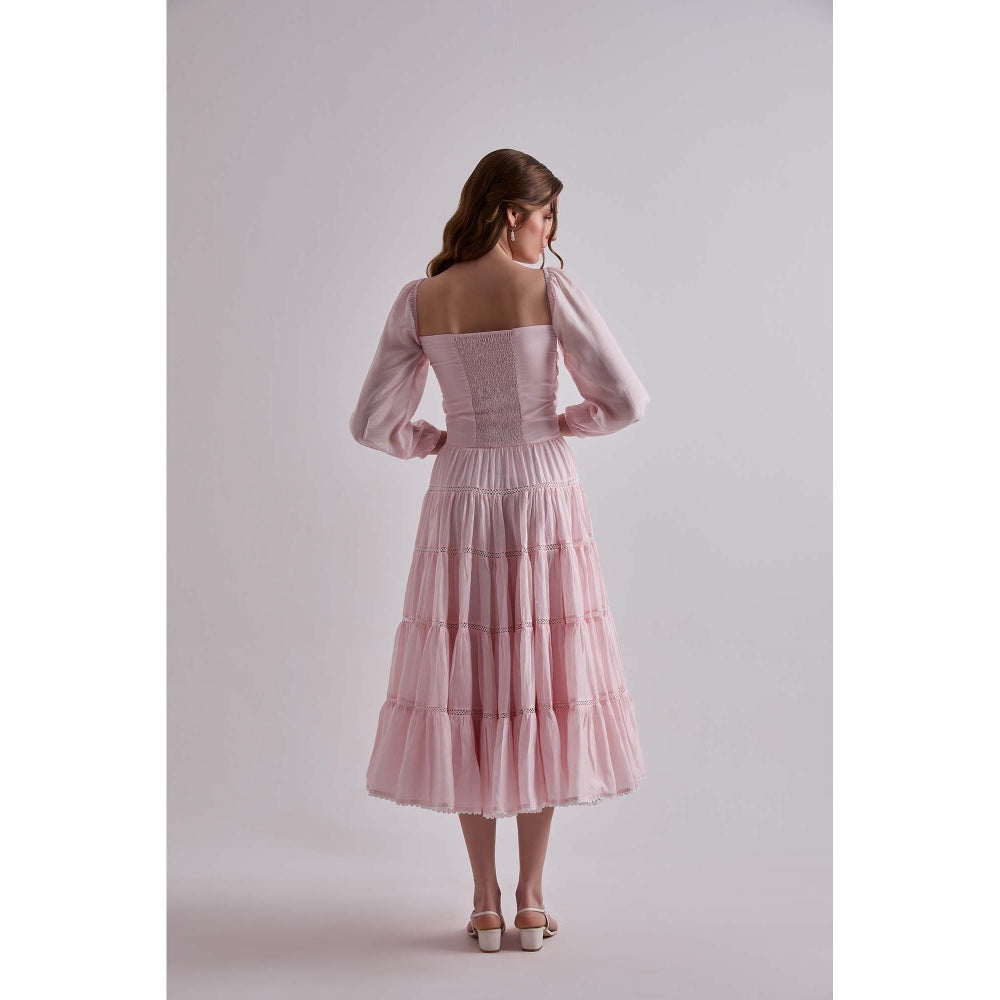 Torsha Pink Paradise Cotton Silk Dress for Women