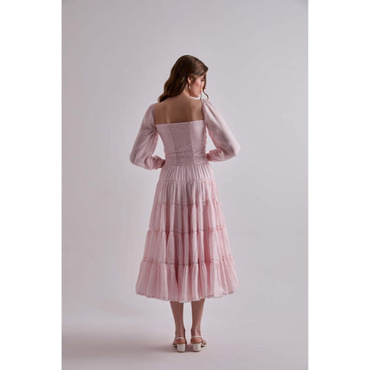 Torsha Pink Paradise Cotton Silk Dress for Women
