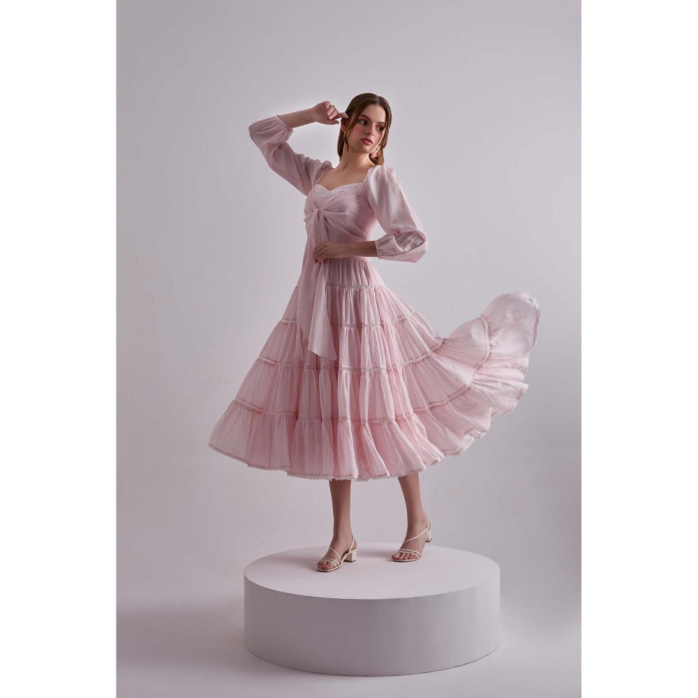 Torsha Pink Paradise Cotton Silk Dress for Women